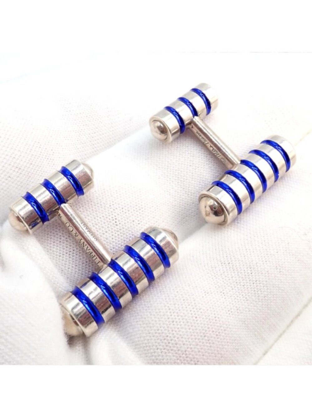 Tiffany & Co. Picasso Sterling Silver Cobalt Blue Enamel Cufflinks Germany - Picture 8 of 10
